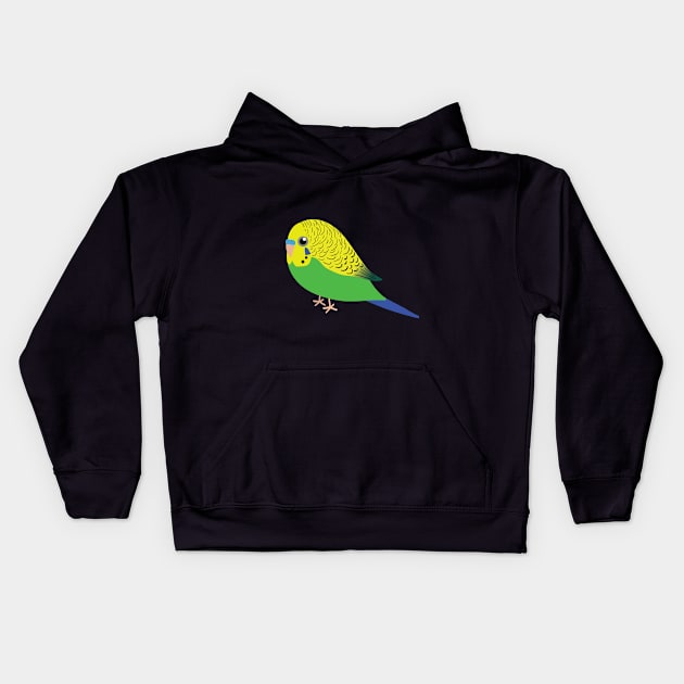 Cute illustration af a budgie Kids Hoodie by Bwiselizzy